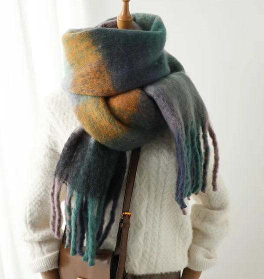 Plaid Mohair Winter Scarves