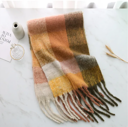 Plaid Mohair Winter Scarves