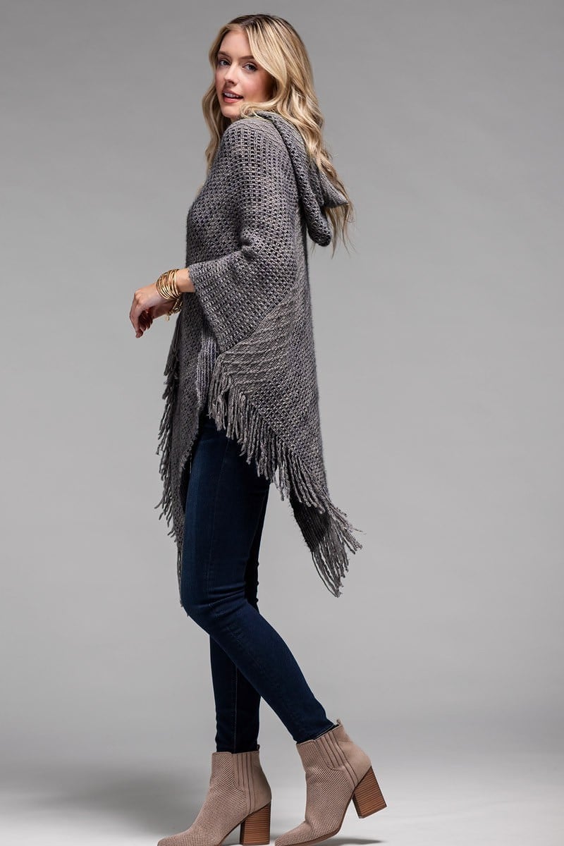 Hooded Gray Poncho