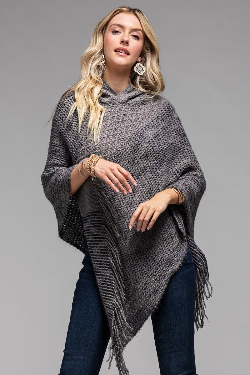 Hooded Gray Poncho