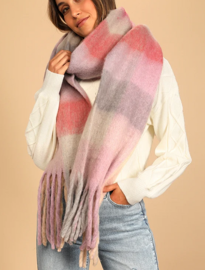 Plaid Mohair Winter Scarves