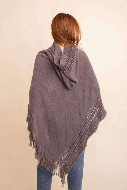 Classic Knit Hooded Poncho