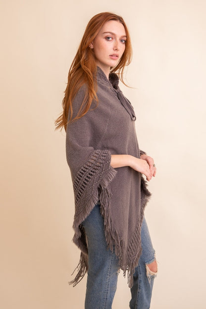 Classic Knit Hooded Poncho