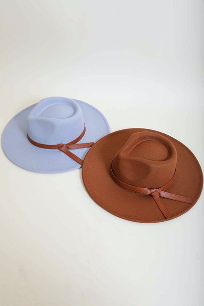 Wide Brim Leather Ribbon Bolero Hat