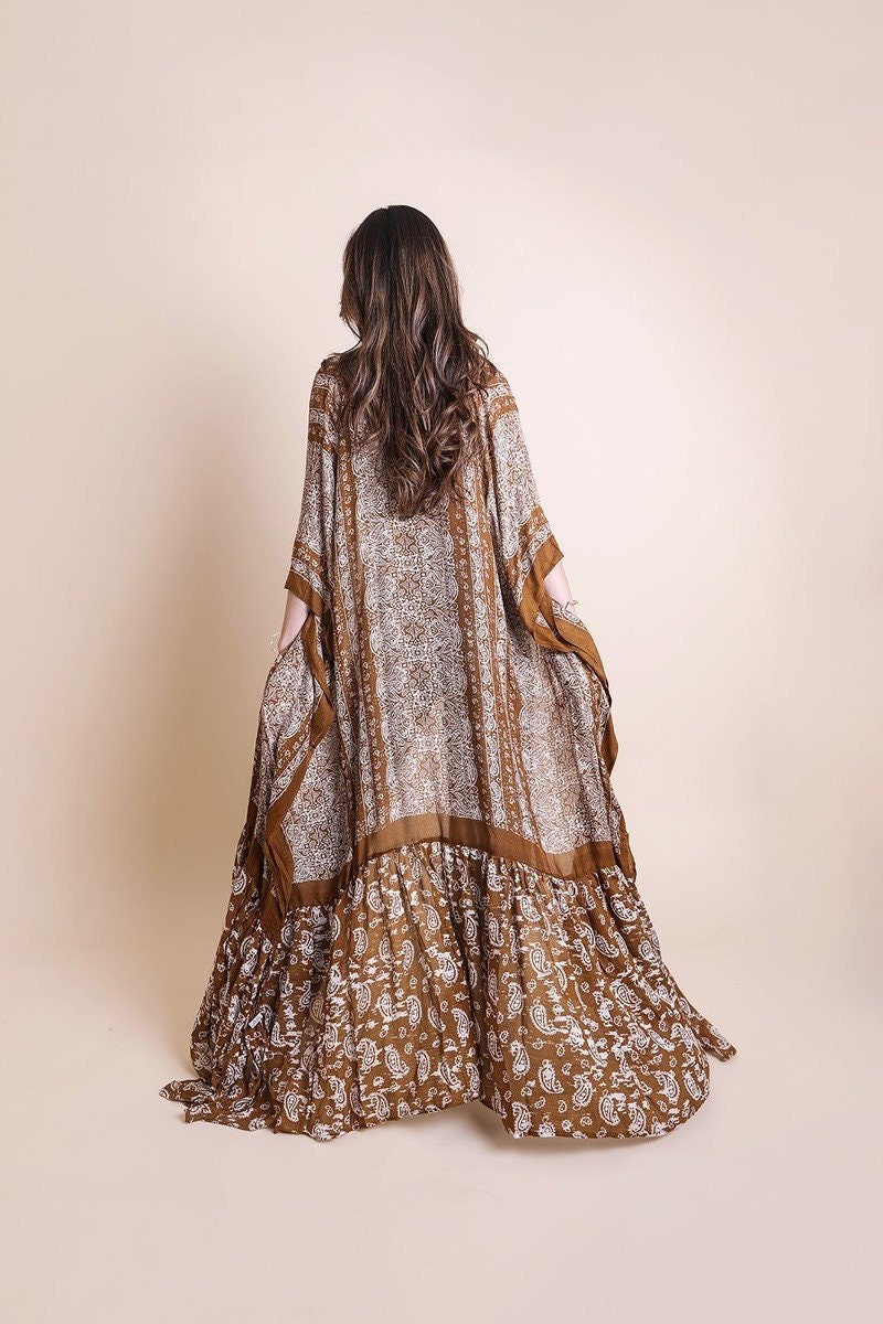 Maxi Ruffle Paisley Kimono Duster