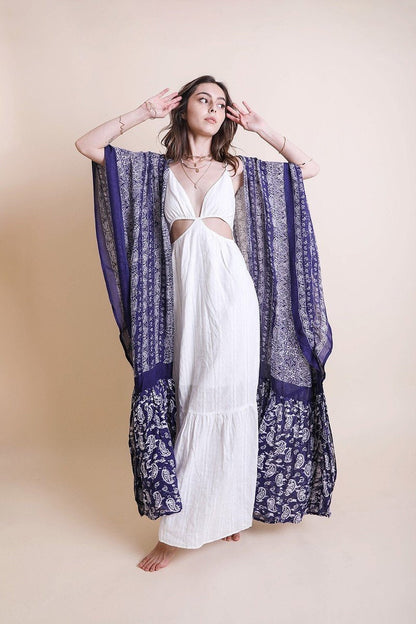 Maxi Ruffle Paisley Kimono Duster