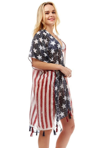 US Flag American Flag United States Flag Kimono So Lightweight and Summery Outfit with Tassel