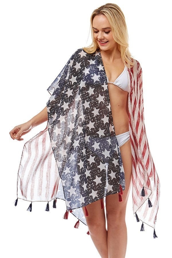 US Flag American Flag United States Flag Kimono So Lightweight and Summery Outfit with Tassel