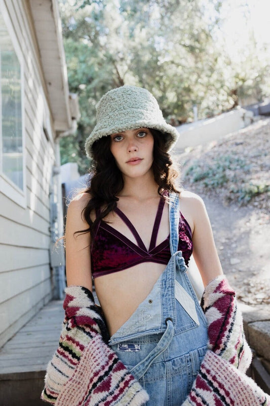 Burgundy Red Strappy Velvet Bralette