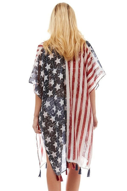 US Flag American Flag United States Flag Kimono So Lightweight and Summery Outfit with Tassel