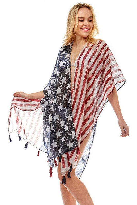 US Flag American Flag United States Flag Kimono So Lightweight and Summery Outfit with Tassel