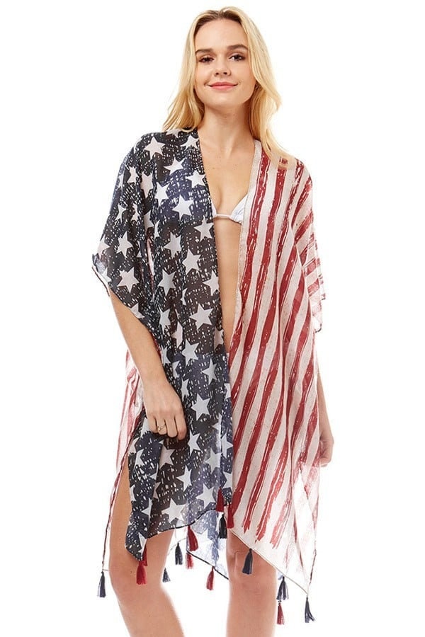 US Flag American Flag United States Flag Kimono So Lightweight and Summery Outfit with Tassel