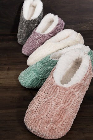 Chenille Cable Knit Slipper/Sock