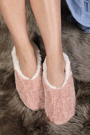 Chenille Cable Knit Slipper/Sock