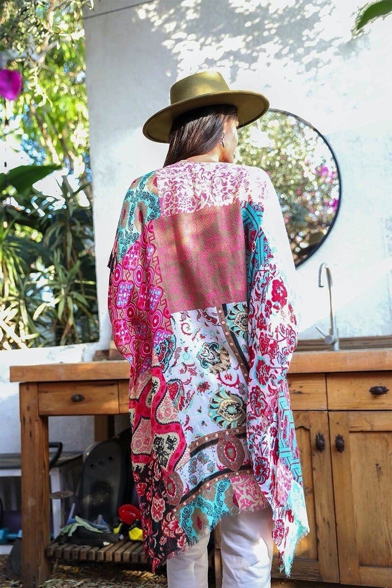 Lightweight Kimono Cardigan with Bohemian Boho Print for Spring summer