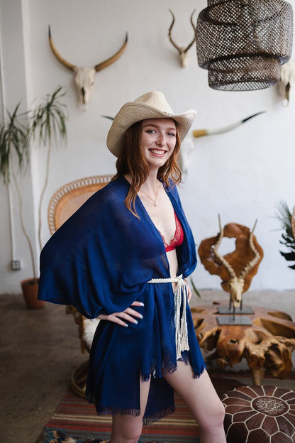 Ultra Soft Kimono Duster Deep Blue