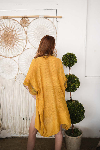Yellow Lace Kimono Duster