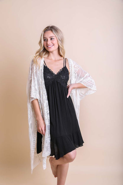 Black Lace Kimono Robe