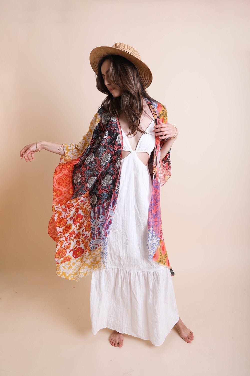 Bohemian Patchwork Kimono Cardigan