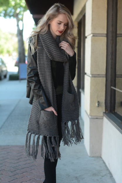 Long Knit Scarf with Pockets