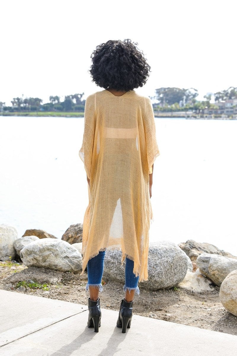 Gold Kimono Duster with Sequins