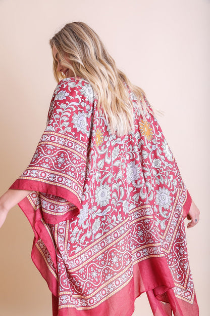 Red Tassel Boho Kimono Duster