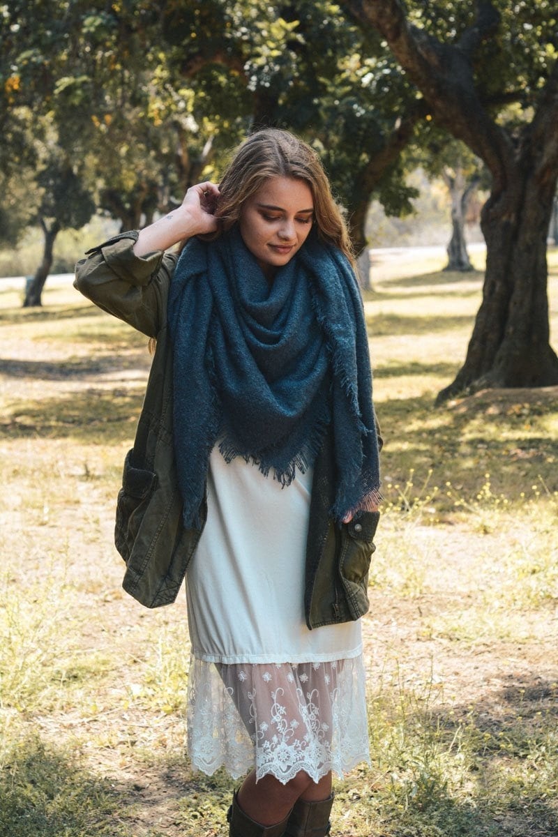 Mohair Scarves For Women, Solid Color Winter Scarf