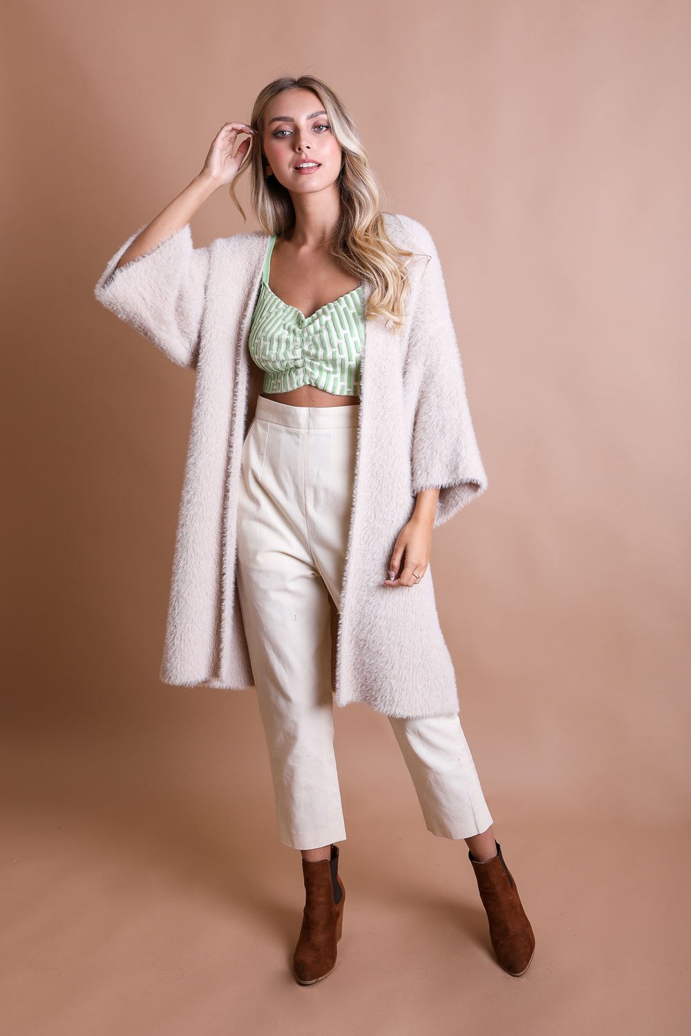 Ivory Luxe Faux Mohair Cardigan – Cozy Winter Essential