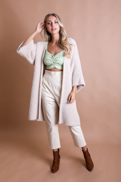 Ivory Luxe Faux Mohair Cardigan – Cozy Winter Essential