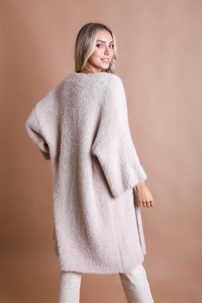 Ivory Luxe Faux Mohair Cardigan – Cozy Winter Essential