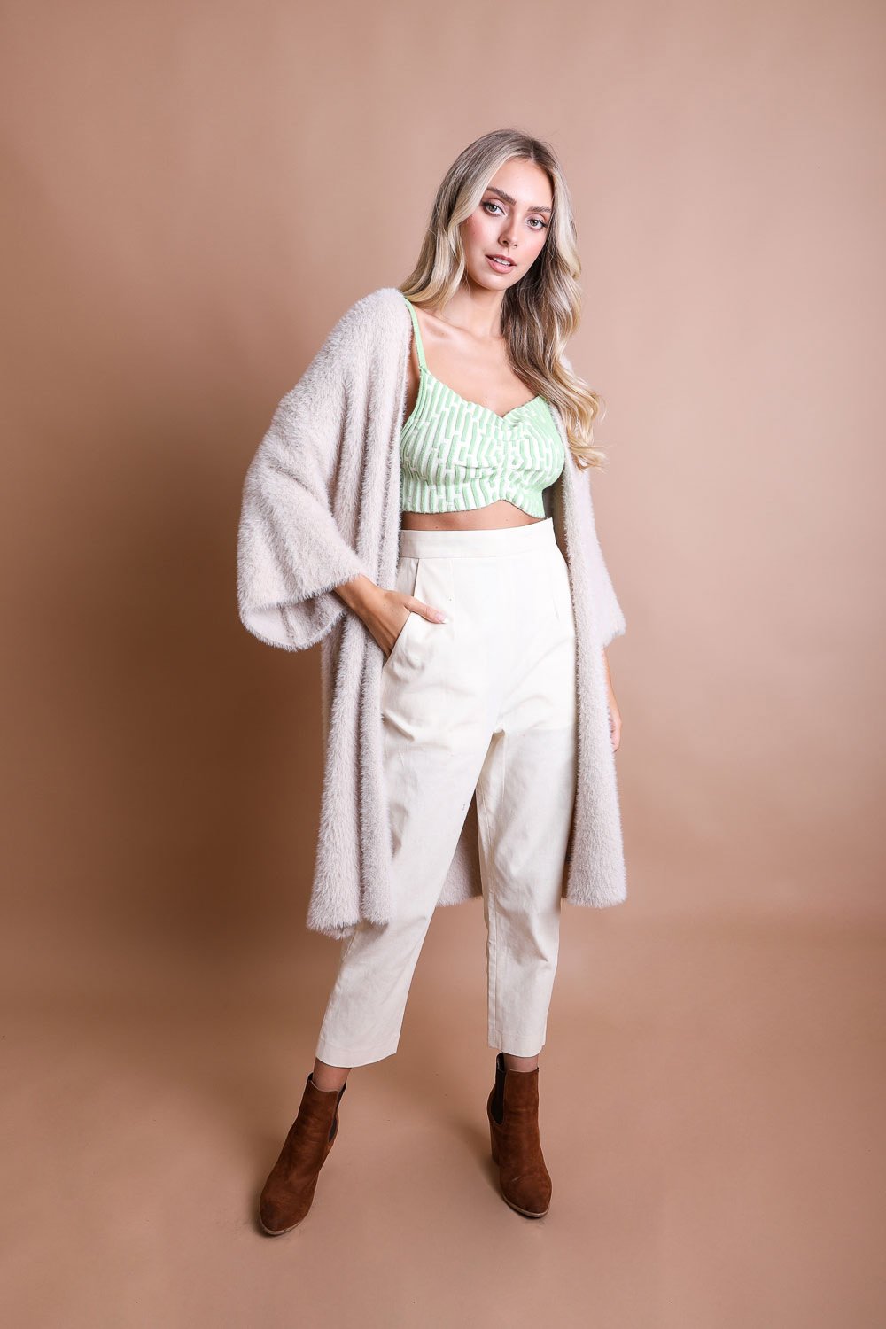 Ivory Luxe Faux Mohair Cardigan – Cozy Winter Essential