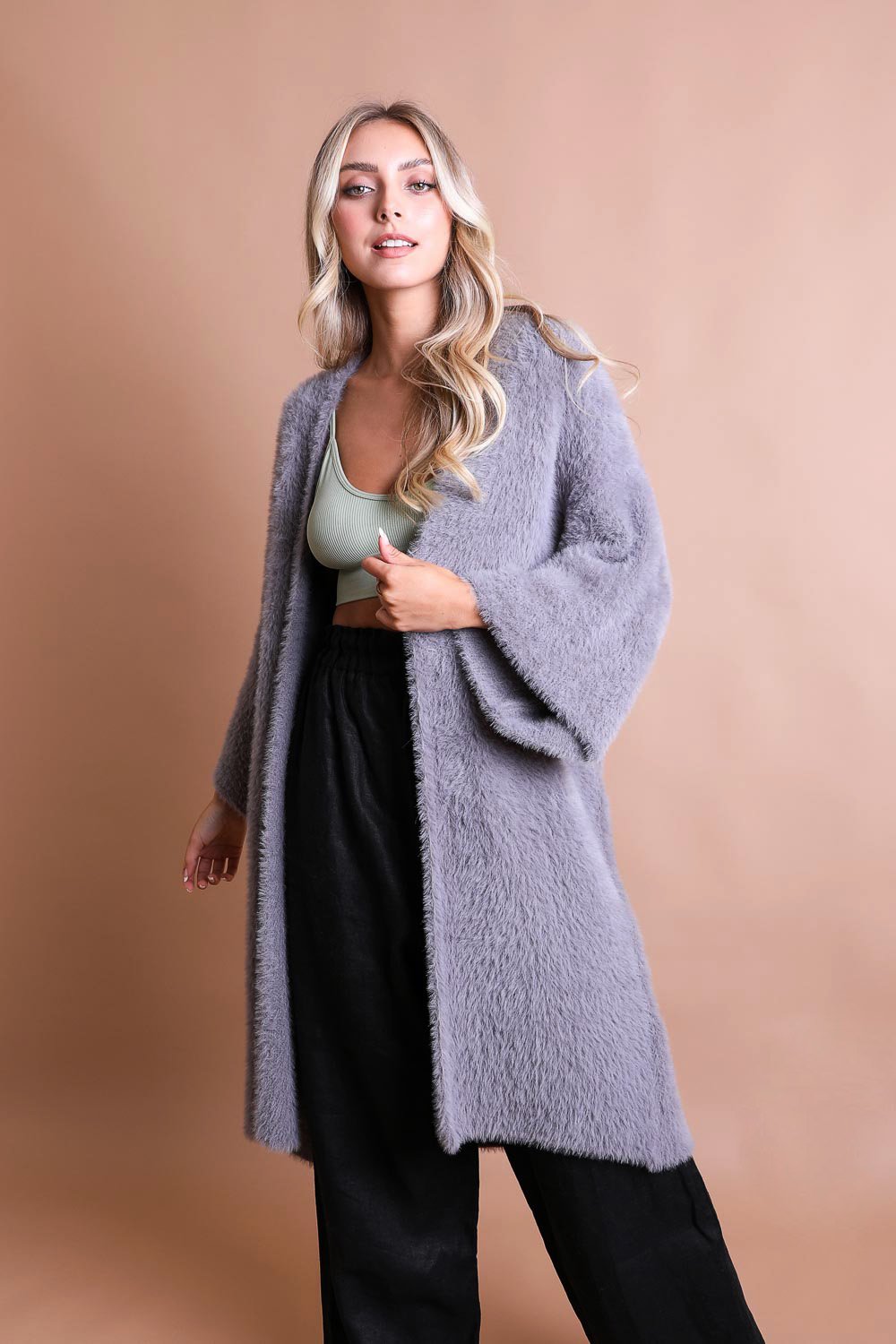 Ivory Luxe Faux Mohair Cardigan – Cozy Winter Essential