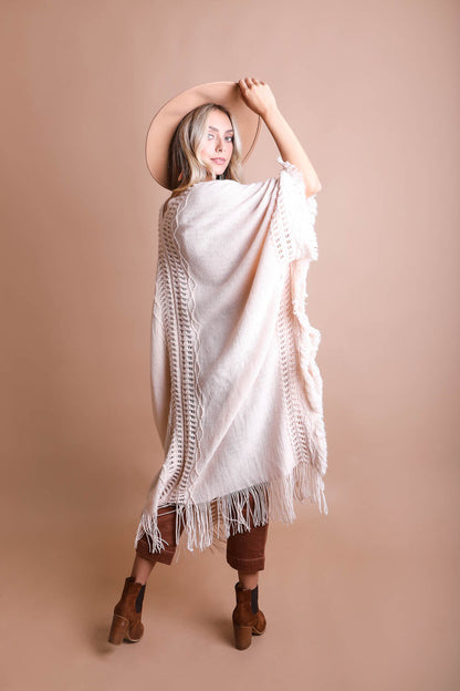 Beige Soft Ruana Poncho