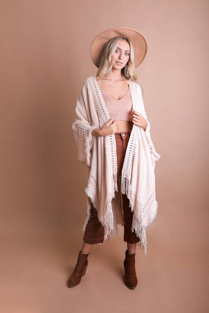 Beige Soft Ruana Poncho