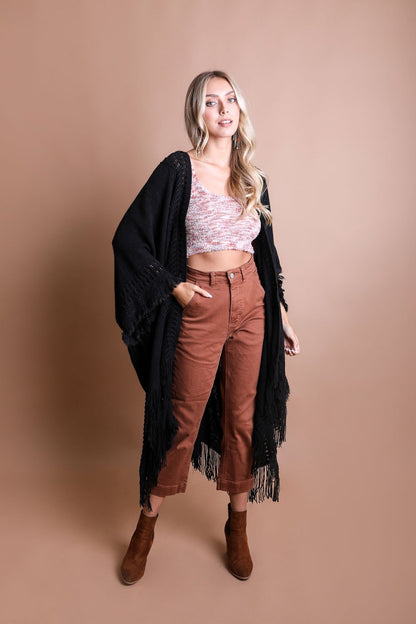 Beige Soft Ruana Poncho