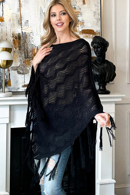 Netted Knit Cardigan Poncho