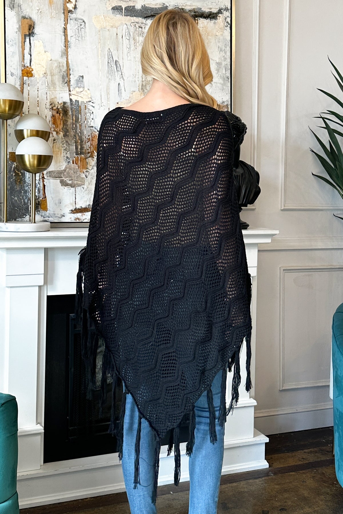 Netted Knit Cardigan Poncho