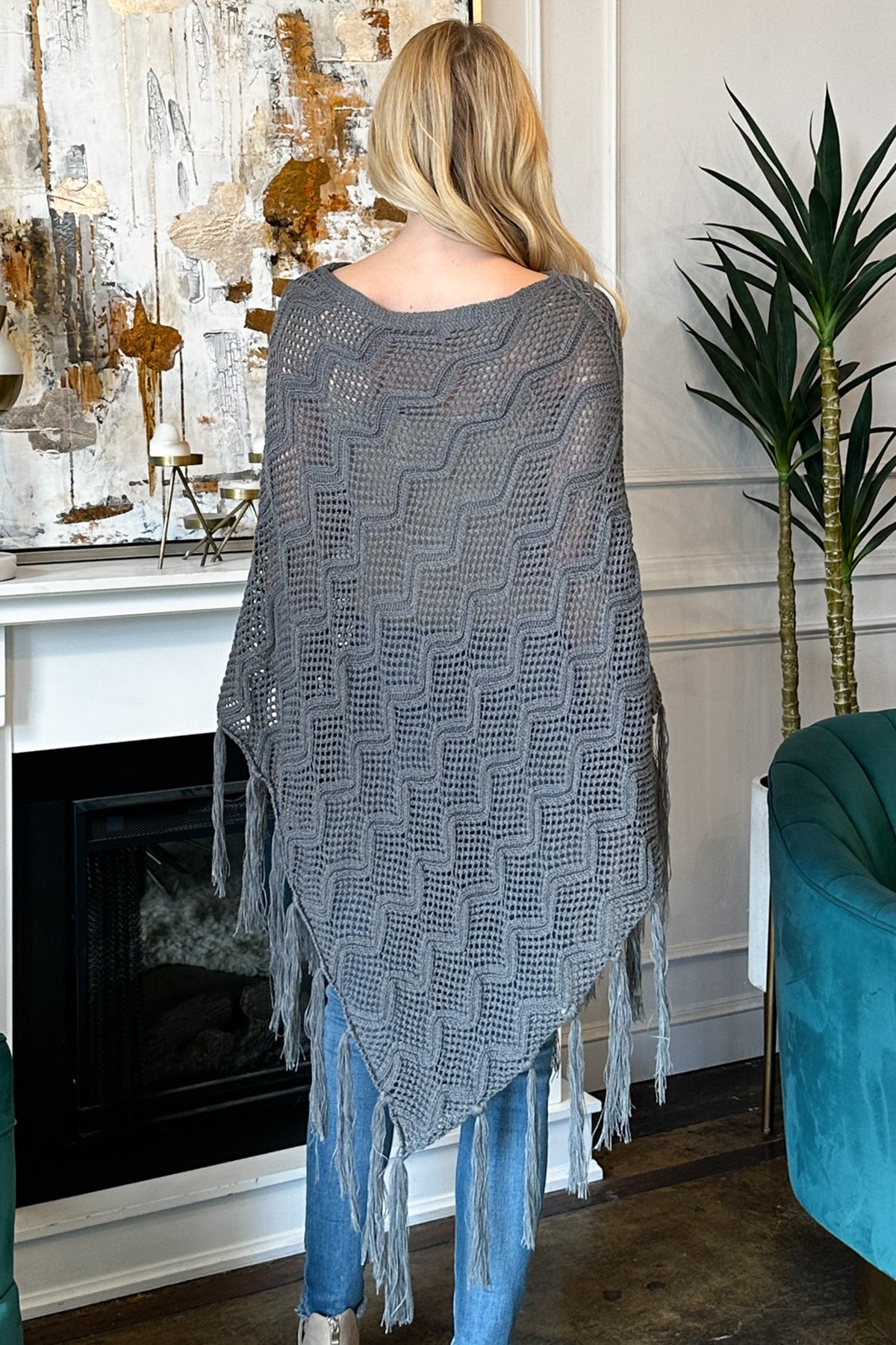 Netted Knit Cardigan Poncho