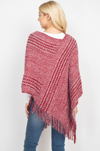 Red Knitted Cardigan Poncho