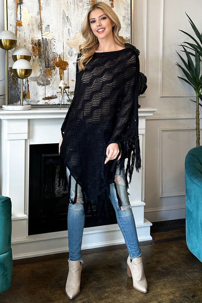 Netted Knit Cardigan Poncho