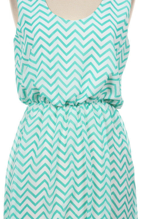 Mint Tank Top Dress in Chevron Print - Bean Concept - Etsy