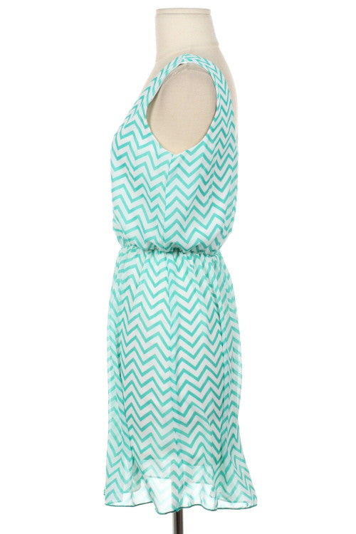 Mint Tank Top Dress in Chevron Print - Bean Concept - Etsy