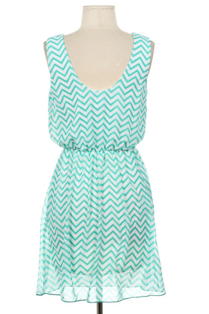 Mint Tank Top Dress in Chevron Print - Bean Concept - Etsy