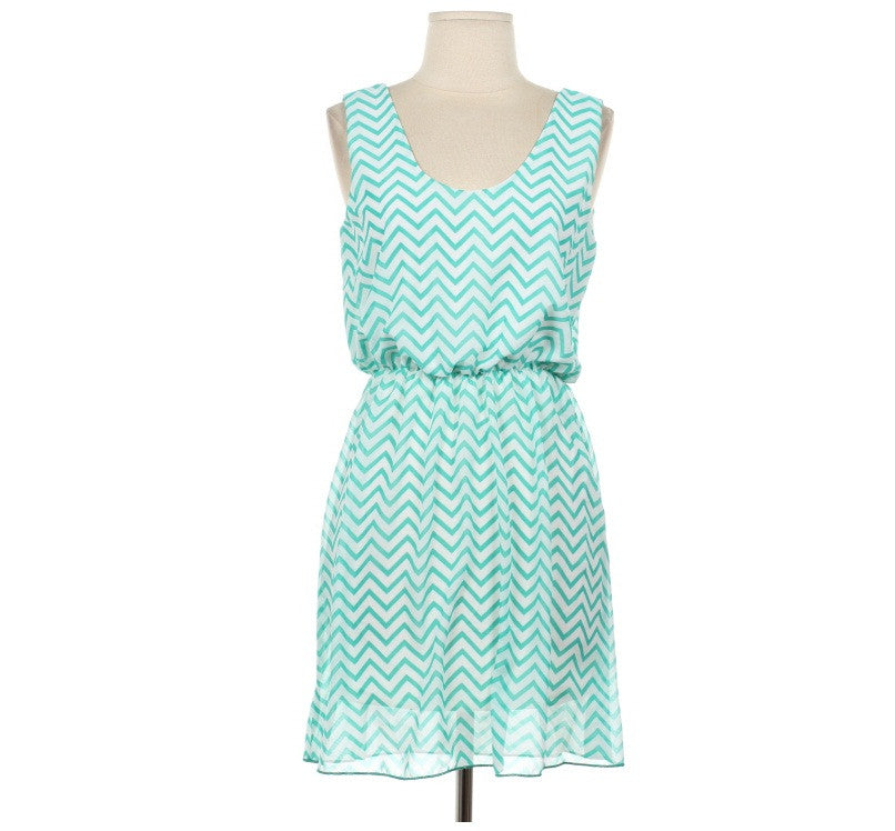 Mint Tank Top Dress in Chevron Print - Bean Concept - Etsy