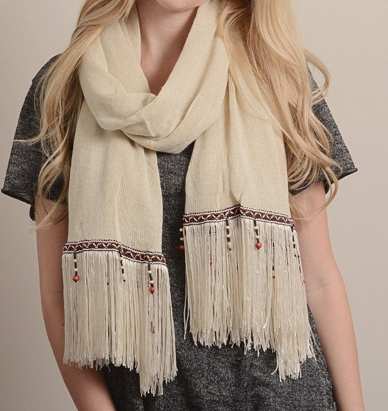 Ivory Boho Tassel Scarf - Bean Concept - Etsy