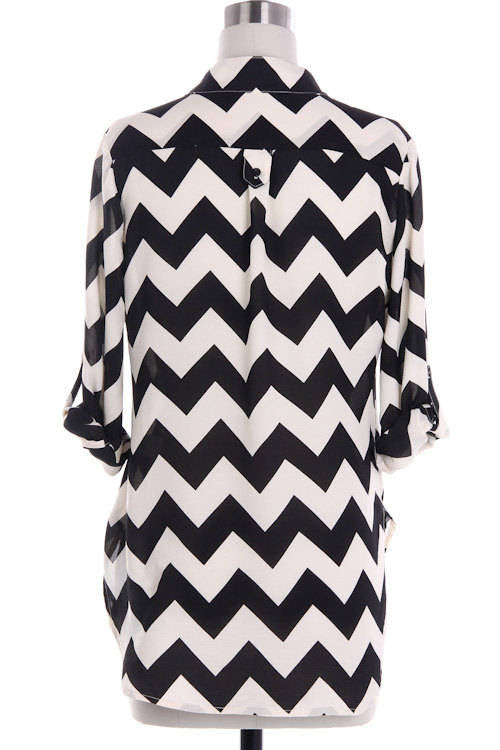 Navy Chevron Blouse - Bean Concept - Etsy