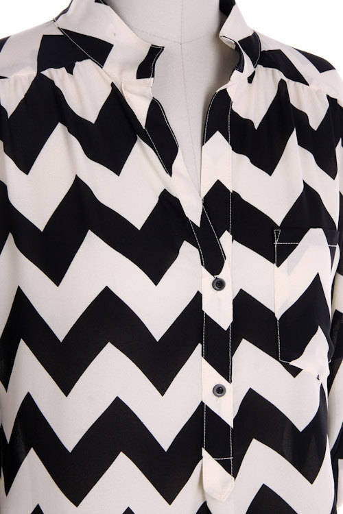 Navy Chevron Blouse - Bean Concept - Etsy