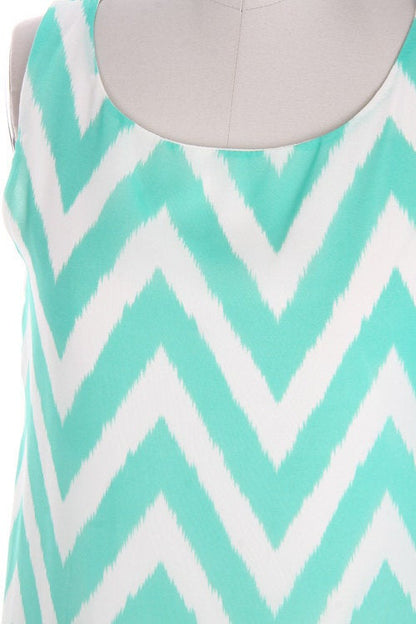 Trendy Chevron ZigZag Blouse Dress