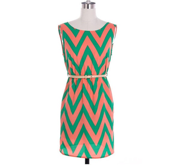 Feather Lightweight Dress with Chevron Pattern