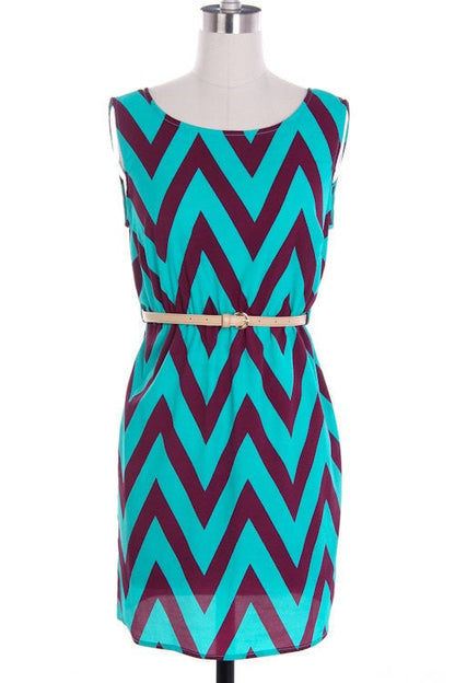 Feather Lightweight Dress with Chevron Pattern